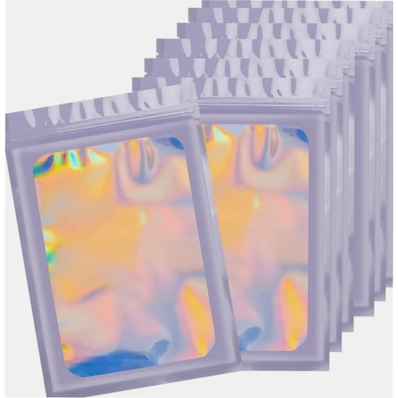 8x13cm 100 Grip Foil Ziplock Bags,Purple Small Clear Plastic Bags, Resealable Storage Pouches, Poly Zip Lock Bags, Perfect for Kitchen Storage, Jewellery, Diamond Painting, Small Cookies and Sweets