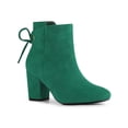 thumbnail image 1 of Unique Bargains Women's Round Toe Chunky Heels Ankle Booties Emerald Green (Size 6), 1 of 8