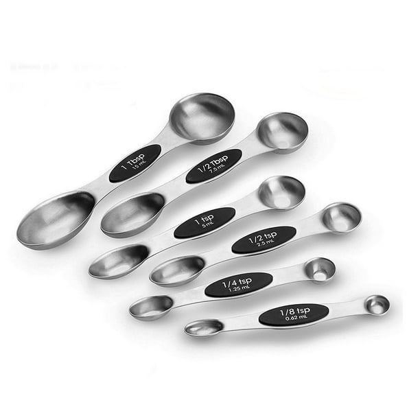 Greswe Set Of 6, Dual Sided 430 Magnetic Stainless Steel Measuring Spoon Set, Dry Or Liquid Measuring Spoons, Includes 1/8 Tsp, 1/4 Tsp, 1/2 Tsp, 1 Ts