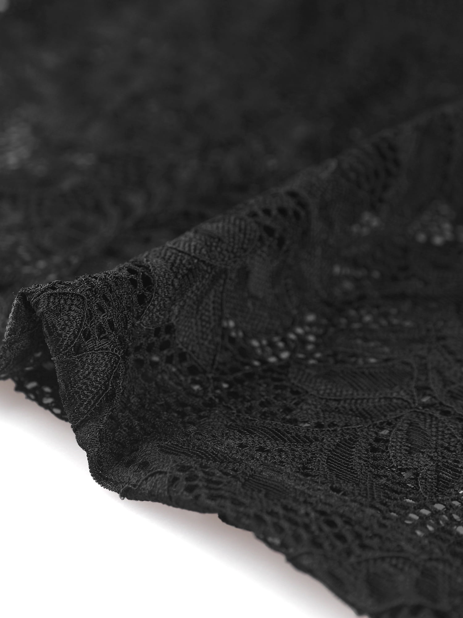 DARING DIVA Lace Cutout Front Long Sleeve Sheer Blouse XS Black