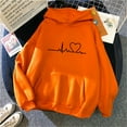 thumbnail image 1 of MITCOWBOYS Chandails pour Femmes, Mode Automne et Hiver Simple à Manches Longues avec Capuche et Chaîne en Forme de Cœur, Chandails pour Femmes, Orange S (Liquidation), 1 of 3