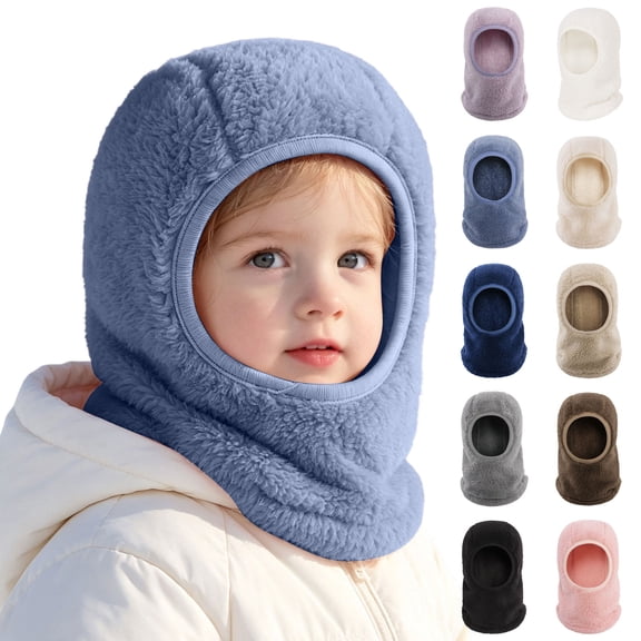 Lispipm Toddler Kids Fleece Balaclavas Hood Windproof Soft Full Head Neck Warmer Hat Baby Boy Girl Winter Accessory Beige 6-36 Months