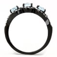 thumbnail image 3 of Luxe Jewelry Designs Women's Ion Plated Black Stainless Steel Engagement Ring with Sea Blue CZ, 3 of 4