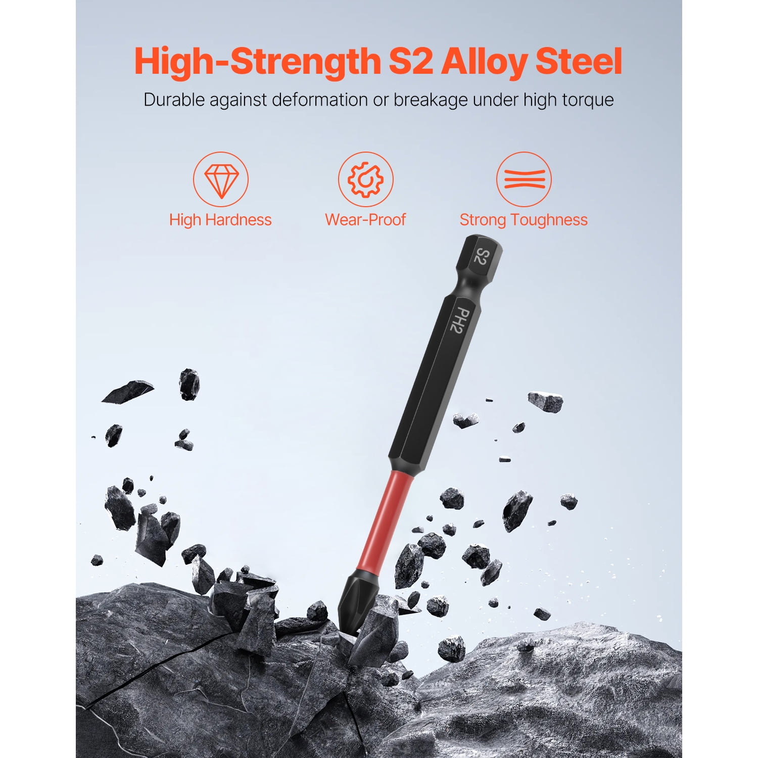 KFFKFF 45-Piece Screwdriver Bit Set with Magnetic Tips, Includes Phillips, Slotted, Square, Torx Bits, Hex Nut Sockets, Extension Rod, Transparent Storage Case, Durable S2 Alloy Steel