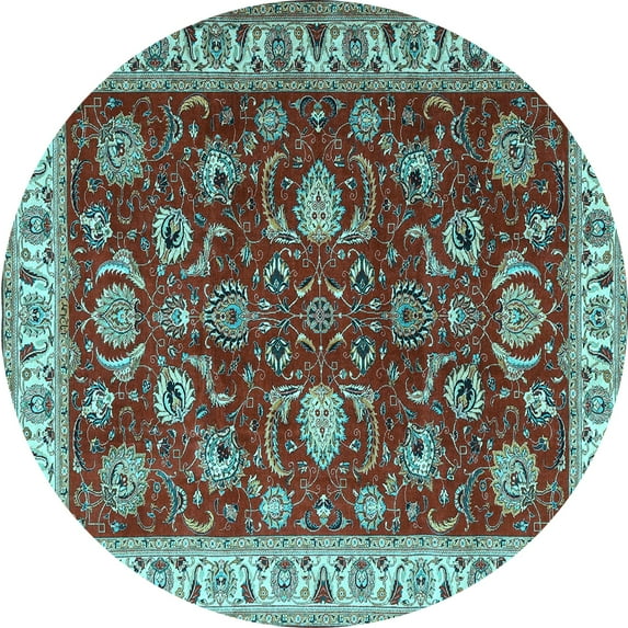 Ahgly Company Indoor Round Persian Light Blue Traditional Area Rugs, 4' Round