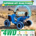 thumbnail image 5 of 24V Kids Ride On ATV for Ages 3-8, 4WD Electric Quad with 4 Motors, Bluetooth Music, LED Lights, Spring Suspension, 3-5 km/h, 110 lbs Capacity, Battery Powered Toy for Boys Girls, Blue, 5 of 8