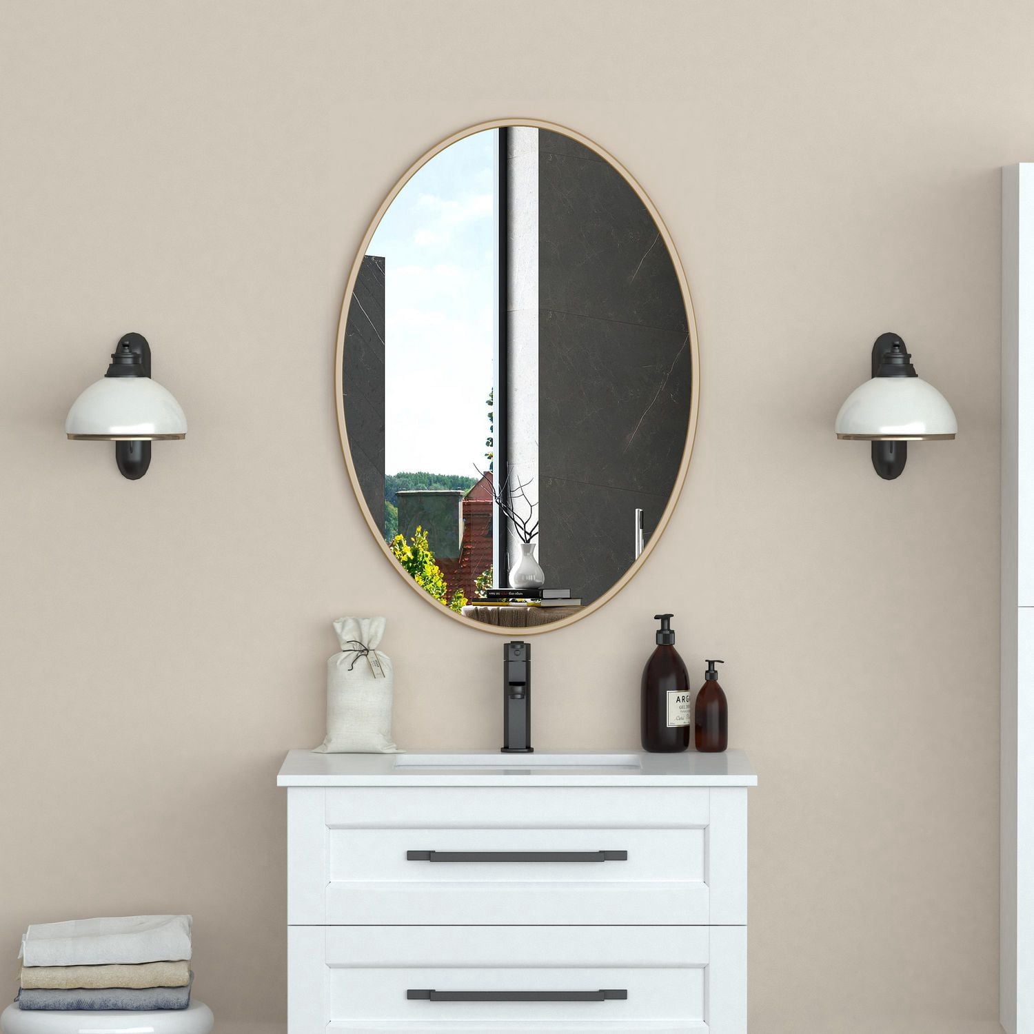 A&E Bath and Shower Jaeger Gold Bathroom Mirror