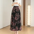 thumbnail image 4 of Aayomet Plus Size Skirts for Women Elastic High Waist Pattern Three Layer Mesh Large Swing Skirt (A, S), 4 of 4
