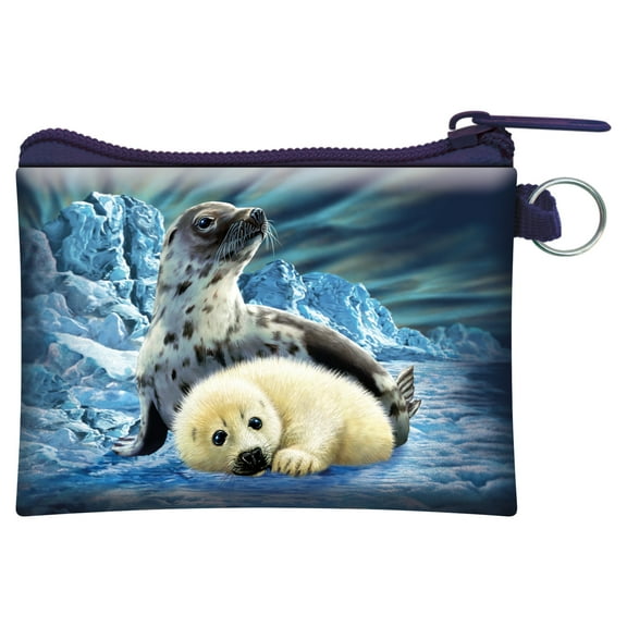 3D LiveLife Coin Purse – Harp Seals by Deluxebase. Lenticular Ocean Purse with Secure Zipper