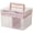 Clear with Pink, variant on Clear Plastic Arts & Craft Supplies Organizer Box Large with a Removable Tray & A Partition & Handle, Office Home School Desktop Stationery Storage Box, Medicine Box (Clear & Ocean Blue)