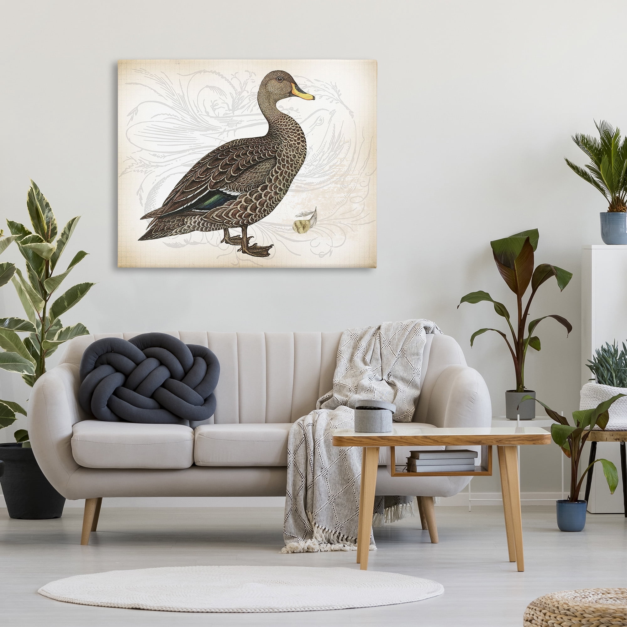 Stupell Industries Patterned Vintage Duck Animals & Insects Painting Gallery Wrapped Canvas Art Print Wall Art, 48 x 36