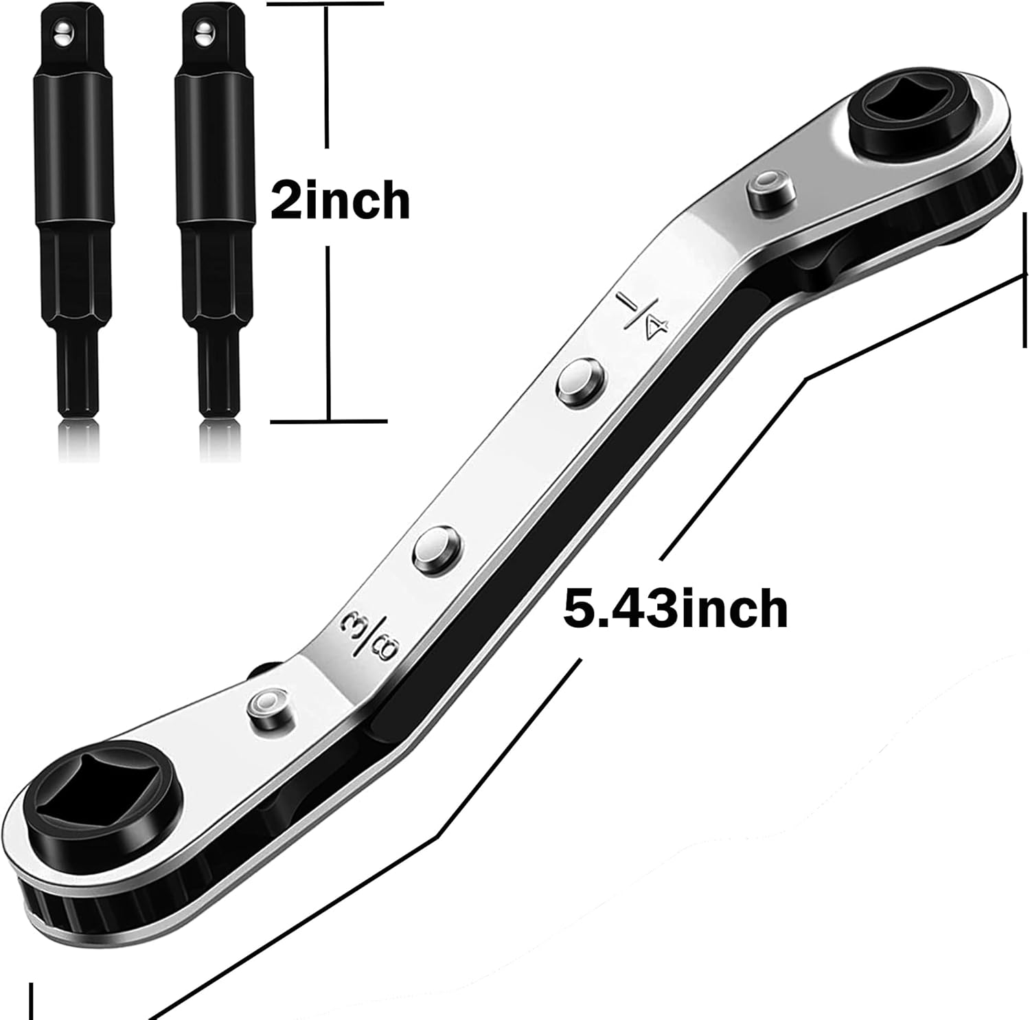 UKLL-Hvac Service Wrench Tools:3/16 to 3/8 5/16'' x 1/4''Air Conditioner Valve Ratchet Wrench with 2 Hexagon Bit Adapter Kit for Air Refrigeration Tools and Equipment Repair Tools Clearan