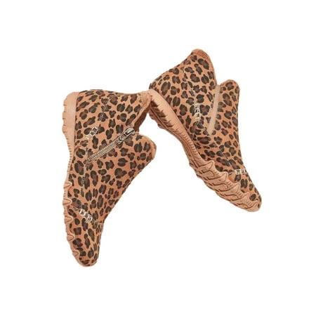 

Rockomi Womens Warm Booties Plush Lined Winter Boot Comfort Snow Boots Ladies Fashion Leopard Print Ankle Bootie Slip Resistant Faux Fur Leopard Print 4.5