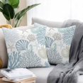 thumbnail image 2 of Light Blue Teal Coastal Throw Pillow Covers 18x18 Inch Set of 2, Summer Beach Coral Shell Ocean Waterproof Outdoor Pillow Covers, Decorative Cushion Pillowcases for Couch, Sofa, Bed, Garden, Patio, 2 of 9
