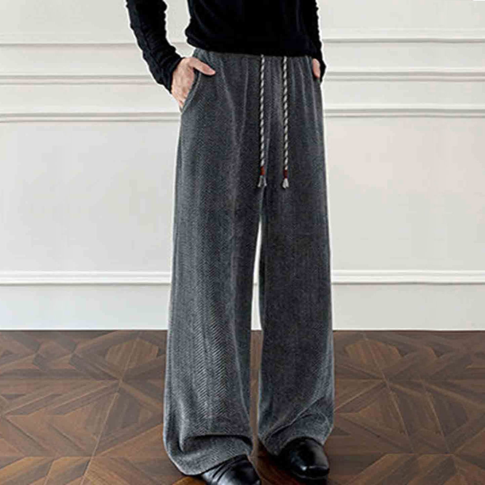 Blmnix Palazzo Trousers for Men Baggy Work Pants Travel Pants Low