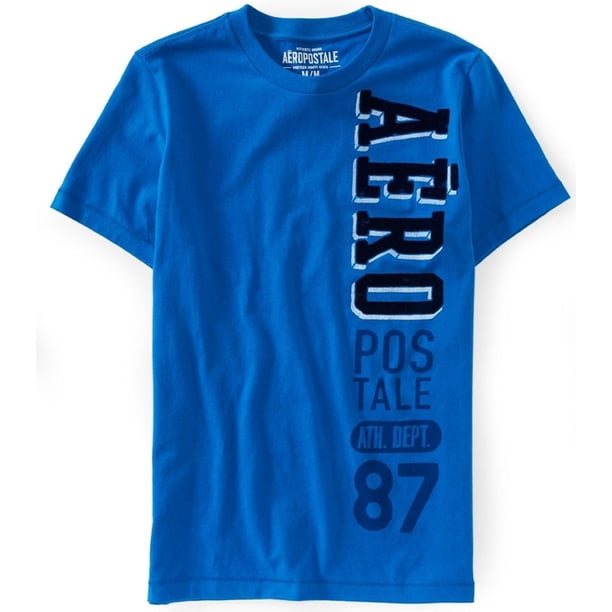 Aeropostale - Camiseta gráfica para hombre con fieltro vertical, azul, extragrande Aeropostale Camiseta gráfica