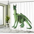 thumbnail image 5 of Ambesonne Animal Shower Curtain, Ugly Standing Dragon, 69"Wx84"L, White Green, 5 of 5