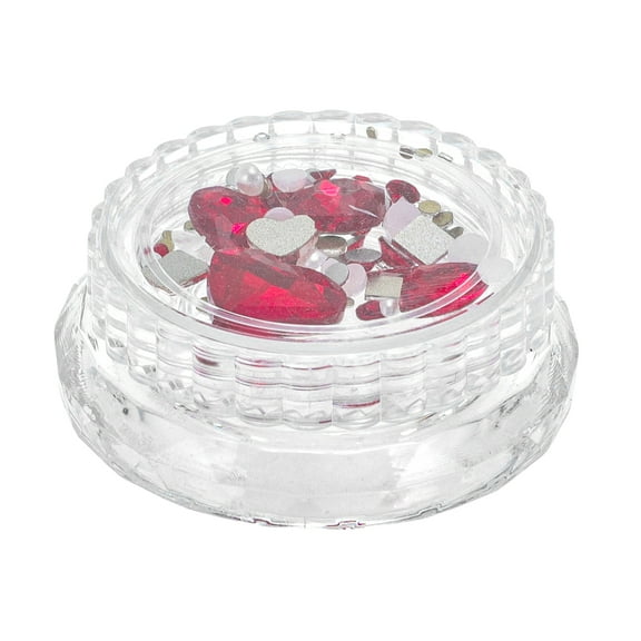 Unique Bargains 1 Set Women's Fashion Rhinestone Nail Supplies Red White