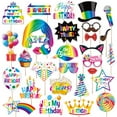 thumbnail image 2 of Kids Toys under $5 Fufafayo Birthday Photo Booth Props Kit Colorful Funny Kids Birthday Theme Table Centerpiece Decor with Glue Point Dots and Wooden Dowel Sticks for Party Celebration, 2 of 7