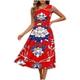 thumbnail image 7 of Gamivast Party Dresses for Women Elegant Classy Sleeveless Round Neck Damask Print Swing Dress High Waist Pleated Cocktail Dress Wedding Guest Date Night, 7 of 7