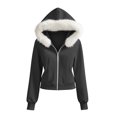 thumbnail image 2 of QIYAGBSA Hoodies for Women Zip Up Collar Hooded Sweatshirt with Pockets Ribbed Cuffs Casual Winter Outwear (Dark Gray, L), 2 of 9