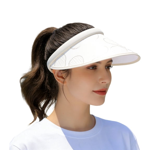 FUZHIQ Solid Color Wide Brim Sun Visor Hat, Adjustable UV Protection Foldable Cap for Women Men, Lightweight Full Face Shade Hat for Commute Beach Hiking Summer Use