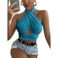 thumbnail image 5 of Baby Sweetie Women Summer Tank Tops, Cross Halter Neck Backless Close-Fitting Crop Tops for Street Party, 5 of 7