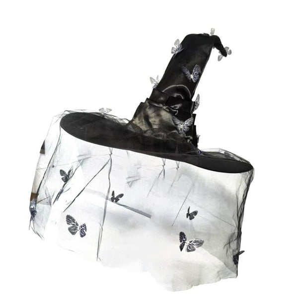 Sombrero de bruja de Halloween, accesorio para disfraz de Halloween para adultos, ideal para fiestas de disfraces en clubes. Negro