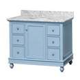 thumbnail image 3 of Bella 42" Bathroom Vanity with Powder Blue Cabinet and Carrara Marble Top, 3 of 6