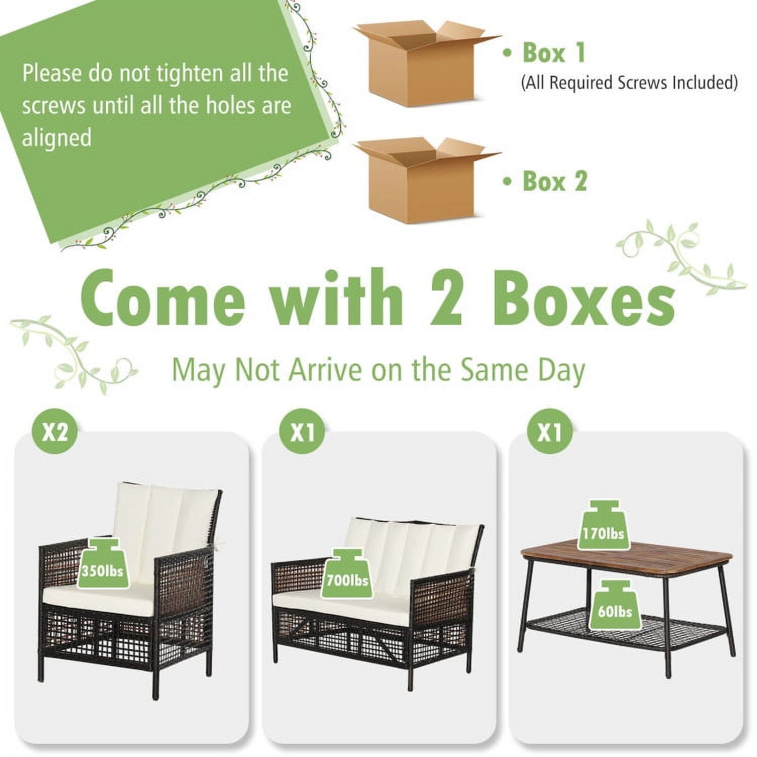 Aimee Lii 4 Pieces Patio Rattan Cushioned Conversation Set with 2-Tier Coffee Table, Outdoor Patio Furniture Aimee Lii 4 Pieces Patio Rattan Cushioned Conversation Set with 2-Tier Coffee Table, Outdoor Patio Furniture