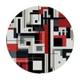 thumbnail image 2 of PIKWEEK Table Round Cover Elastic Edged Tablecloth,Modern Abstract Geometric Circle Tables Cover Waterproof Wipeable Tabletop Protector Cloth for Dinner Party Black Red Grey Color Blocks, 2 of 7