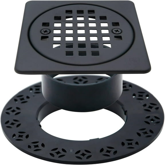 4 Inch Drain Grate Kit Compatible with Schluter Kerdi-Drain Flange Square Shower Floor Drain SS304 Stainless Steel and ABS Material - CUPC Certification, Matte Black