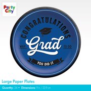 Party City Blue School Spirit Graduation Tableware Kit for 24
