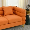 thumbnail image 6 of 2 Pieces Chesterfield Teddy Fabric Upholstered Sofa Set, 6 Seaters Modular Couch with Pillows and Metal Legs for Living Room Office Apartment, 6 of 12