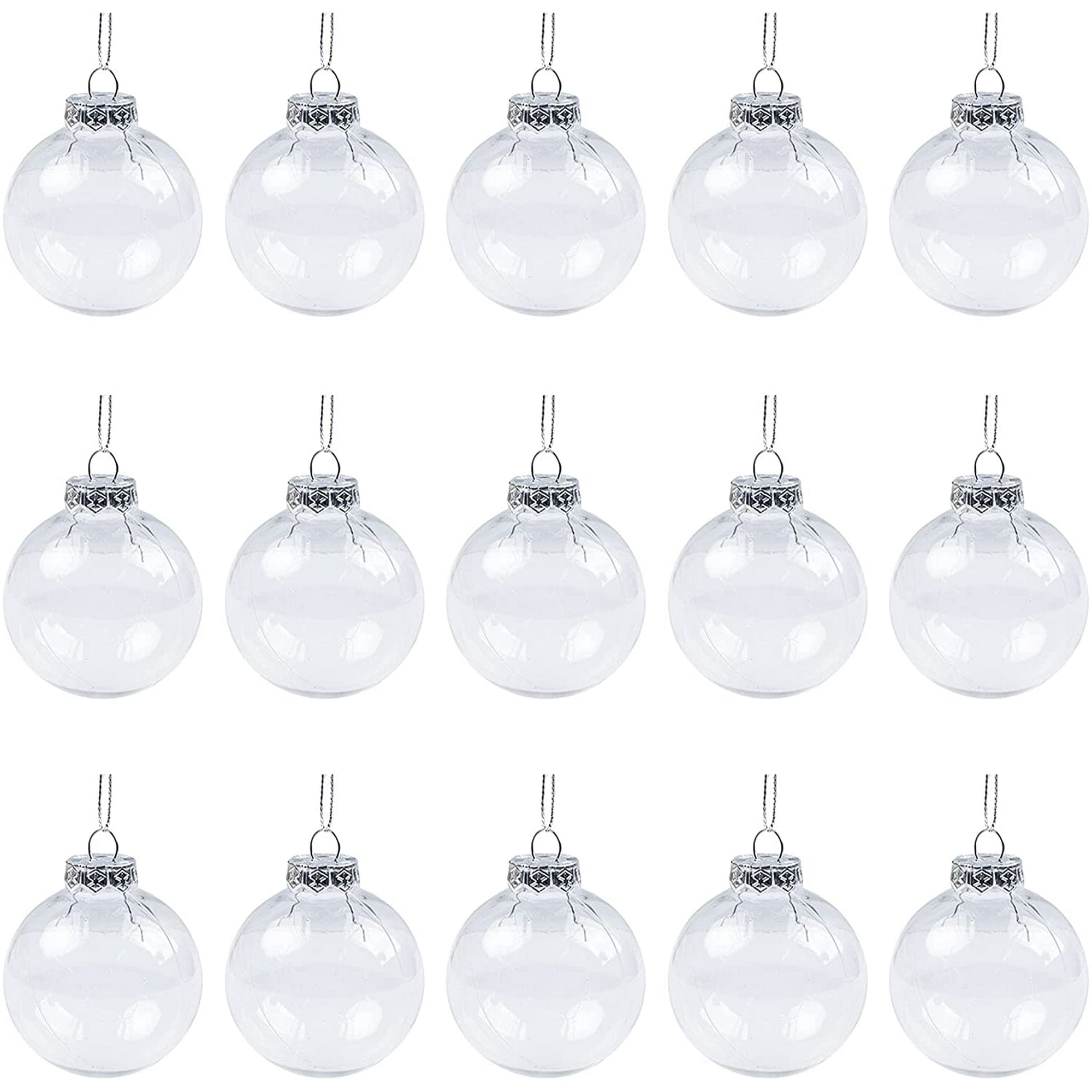 15PCS DIY Plastic Fillable Clear Ornament Balls with Removable
