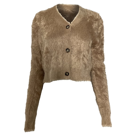 Pre-Owned Acne Studios Brushed Cropped Cardigan in Brown Nylon