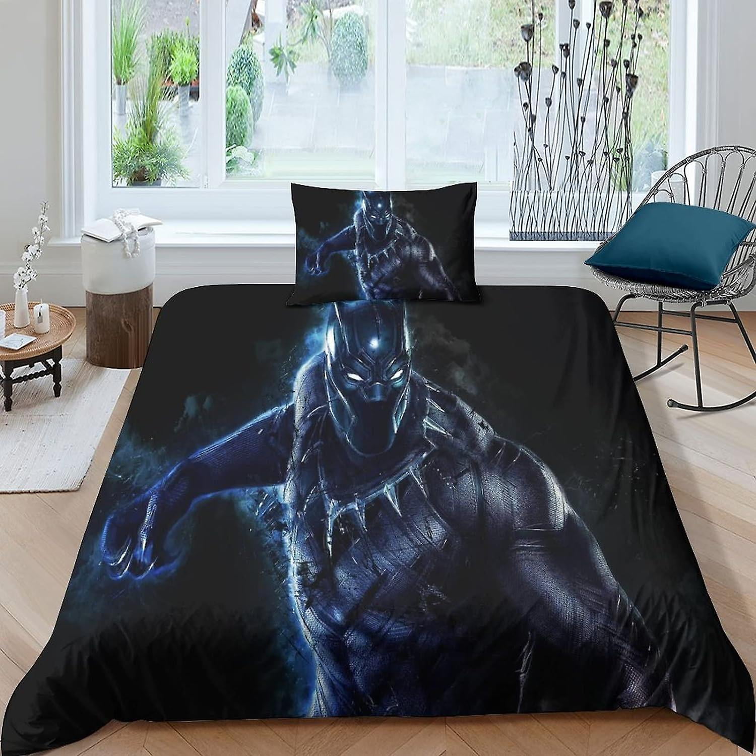 Black Panther Bedding Set 3d Duvet Cover Adult Men Teen Children Boys Microfiber With Zipper Closure 2 Pcs Pillowcases Bed Linen Single