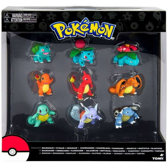 Tomy Bulbasaur Charmander and Squirtle Action Figures, Pokemon