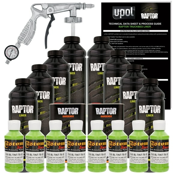 Raptor Lime Green Urethane Spray-On Truck Bed Liner Spray Gun, 8 Liters