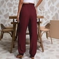 thumbnail image 5 of Kelon Women's Casual Pants, Womens Linen Pants Wide Leg Palazzo Capri Drawstring Casual Lounge Flowy Summer Beach Vacation Crop Trousers with Pockets, 2XL, 5 of 6