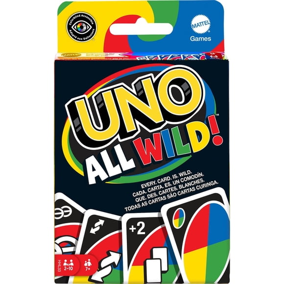 UNO All Wild Card Game for Family Night, No Matching Colors or Numbers Because All Cards Are Wild