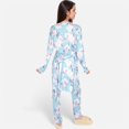 thumbnail image 5 of Lounge Women's Floral Print 3-Piece Pajama Set with Long Cardigan and Elastic Waist Pants - Large, Light Blue, 5 of 7