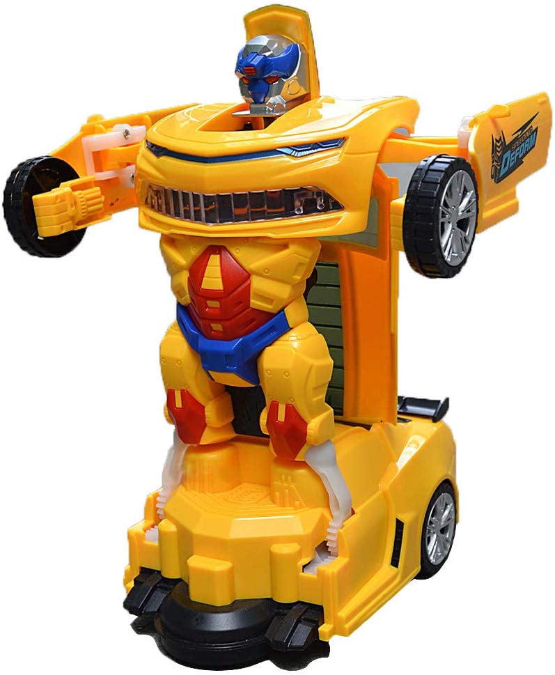 WonderPlay Battery Bumble Bee Transformer Style Car With Lights & Sounds - Yellow