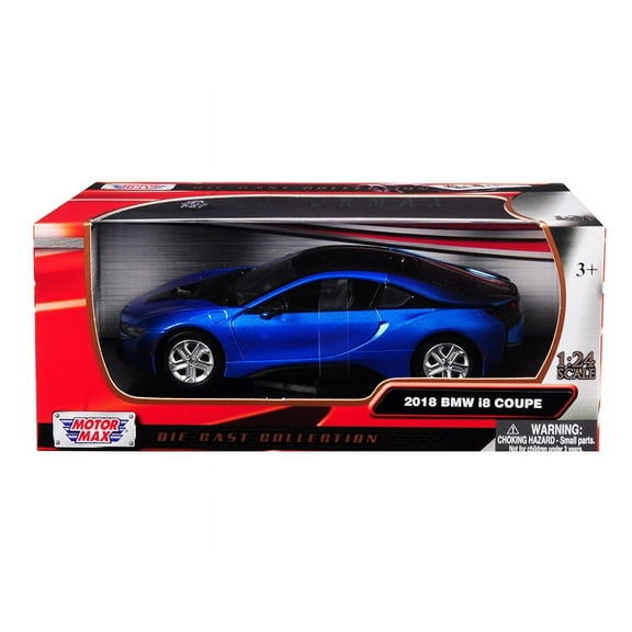 2018 BMW i8 Coupe Metallic Blue with Black Top 1/24 Diecast Model Car by Motormax