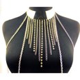 thumbnail image 3 of Women Multi Crystal Tassels Harness Body Chain Bikini Chain with Choker Collar, 3 of 3