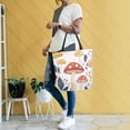 thumbnail image 4 of FORMRS Womens Canvas Tote Bag with Zipper Inner Pocket Shoulder Handbag, White Mushroom, 4 of 7