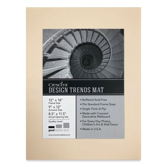 Crescent Pre-Cut Mat - Antique Buff, 12" x 16" (8-1/2" x 11-1/2" Opening)