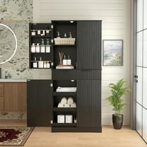 MIDOQIN 72" Tall Kitchen Pantry Storage Cabinet with 3 Drawers, Freestanding Cupboard with 6-Door Spice Rack Food Pantry Cabinet