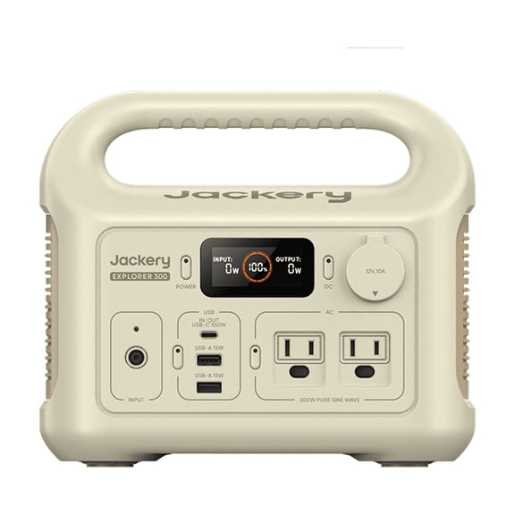 Jackery E300New Sand Gold 293Wh Portable Power Station, 300W LiFePO4 Battery for Camping, Travel & Backup