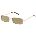 thumbnail image 2 of Classic Small Metal Rectangle Sunglasses Color Mirrored Flat Lens 54mm (Gold / Gold Mirror), 2 of 4